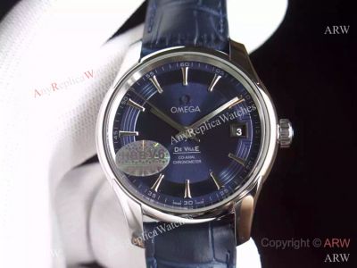 Copy Swiss Omega De Ville SS Blue Leather watch 8500 Movement